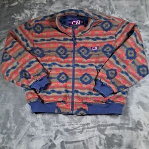 Vtg CB Sports Lined Fleece Jacket Aztec Pattern Mens M Ski Snowboarding Outdoors
